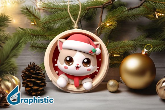 3D Cat Christmas Ornament Front 20 Illustrations Review
