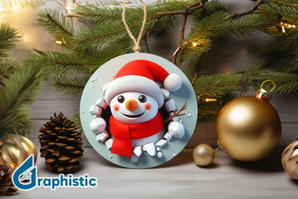 3D Snowman Christmas Ornament Front 46 for Illustrations