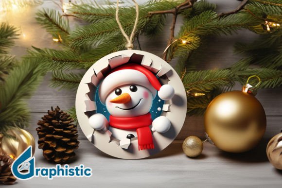 3D Snowman Christmas Ornament Front 50 Illustrations