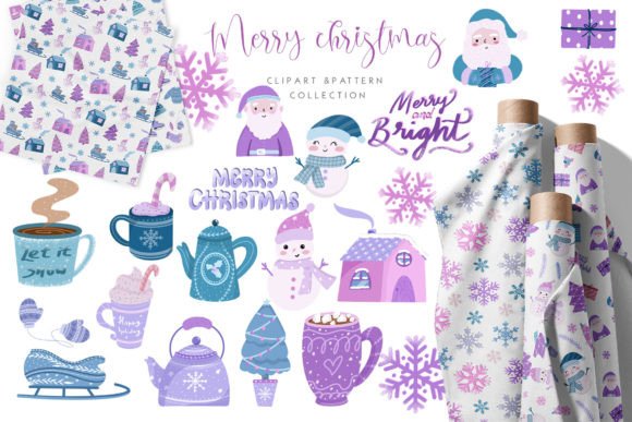 Blue Christmas Elements Clipart Pattern Review