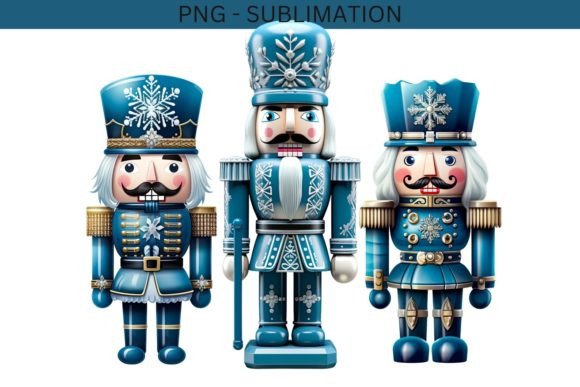 Blue Christmas Nutcracker PNG - Instant