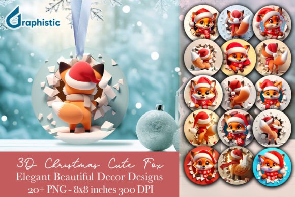 Bundle 3D Fox Christmas Ornament 2-sided Illustrations Review