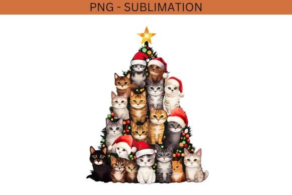 Cat Christmas Tree for Stickers: Illustrations for Modern Publishing