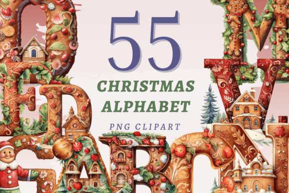 Christmas Alphabet PNG Bundle: Essential Illustrations for Holiday Design