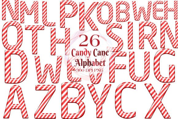 Christmas Candy Cane Alphabet Clipart for Seasonal Illustrations