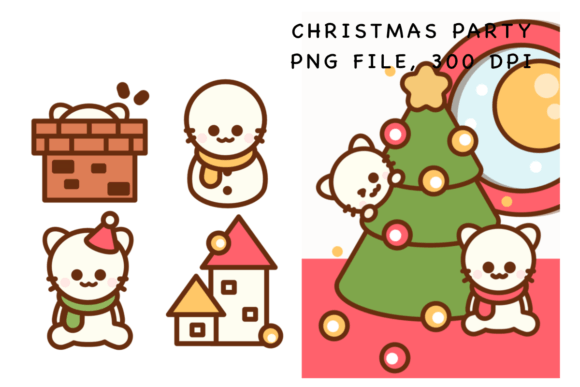 Christmas Party Sticker: Festive Illustrations for Handmade Business