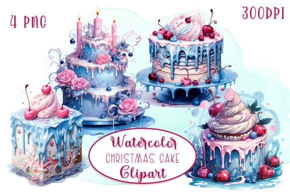 Christmas Pink Velvet Cake Clipart for Modern Illustrations