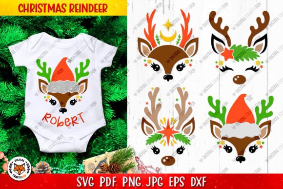 Christmas Reindeer Face SVG, Santa Claus in Illustrations