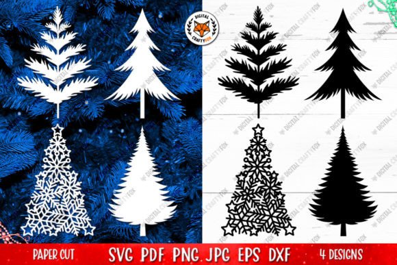 Christmas Tree Paper Cut Template SVG for Modern Illustrations