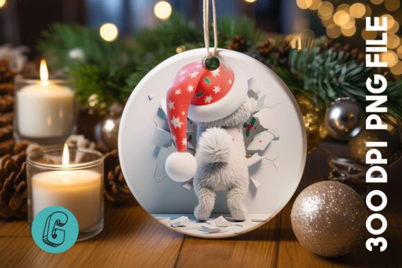 Cute Dog Christmas Ornament Back 23 in Illustrations