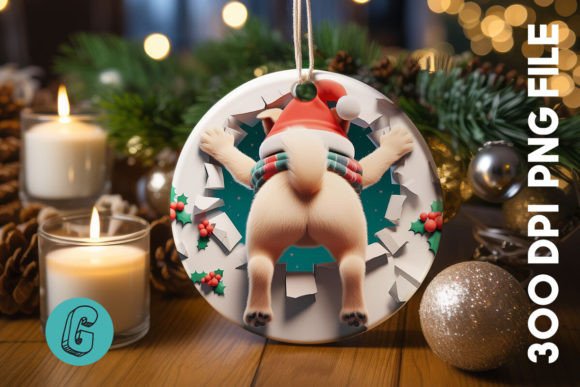 Cute Dog Christmas Ornament Back 37 for Illustrations