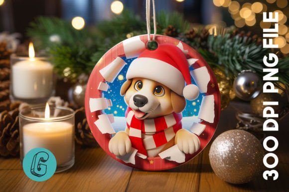 Cute Dog Christmas Ornament Front 24 for Modern Illustrations