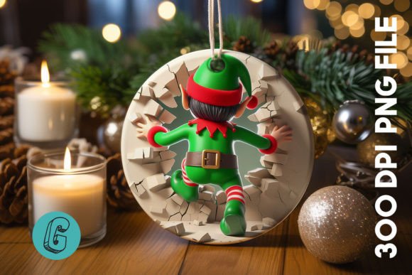 Cute ELF Christmas Ornament B 121 Illustrations for Local Brands