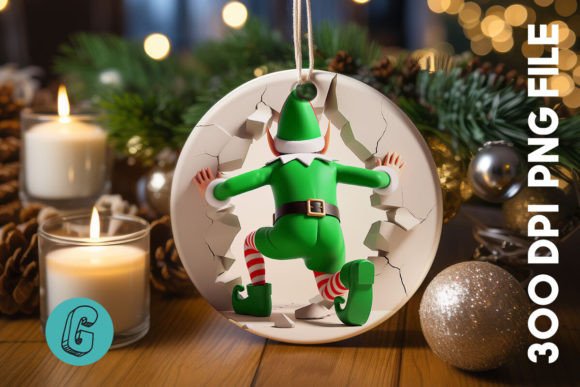 Cute ELF Christmas Ornament B 139 for Seasonal Illustrations