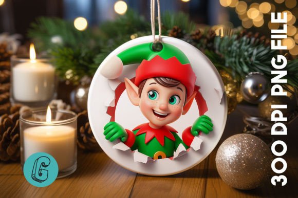 Cute ELF Christmas Ornament F 124: A Designer's Review of Illustrations