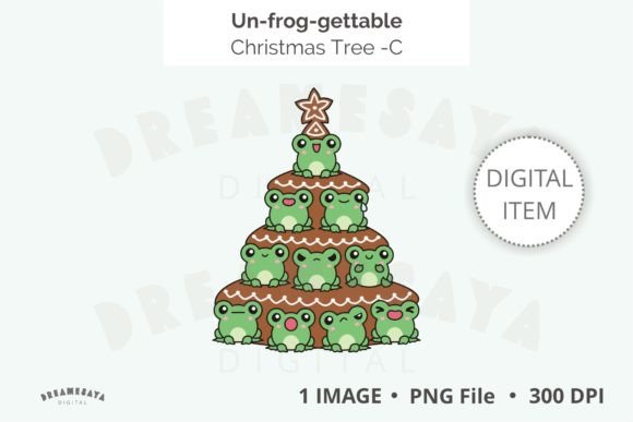 Froggy Christmas Tree Png Graphic for Festive Illustrations