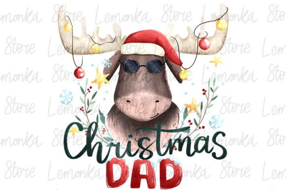 Funny Christmas Deer PNG for Daddy and Illustrations