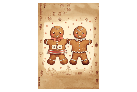 Gingerbread People Christmas Card Illustrations for Crafters