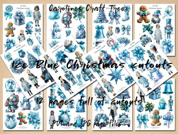 Ice Blue Christmas Winter Cutouts: Seasonal Illustrations for Editors