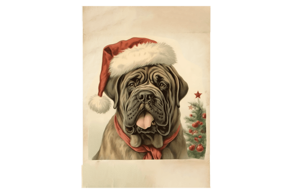 Naepolitan Mastiff Christmas Card Illustrations
