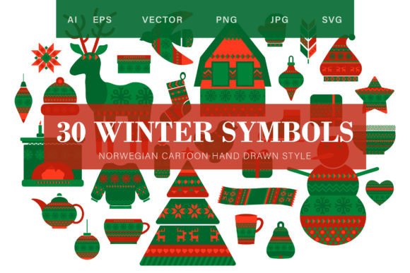 Norwegian Christmas Set: Festive Illustrations for Crafters