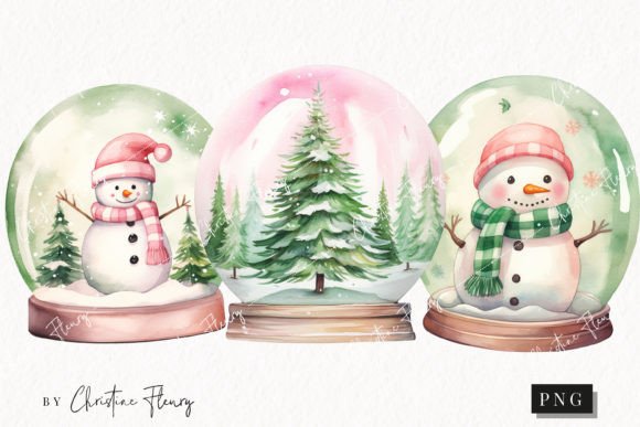 Pastel Watercolor Christmas Snow Globes: Fresh Illustrations for Seasonal Publishing