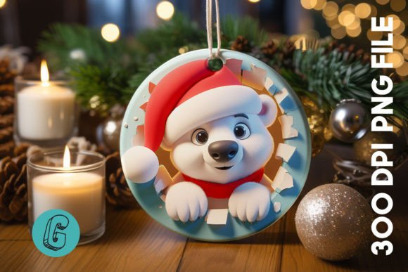 Polar Bear Christmas Ornament F 106: A Designer's Review of Seasonal Illustrations