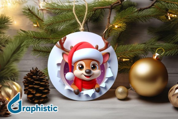 Reindeer 3D Christmas Ornament Front 22 Illustrations Review