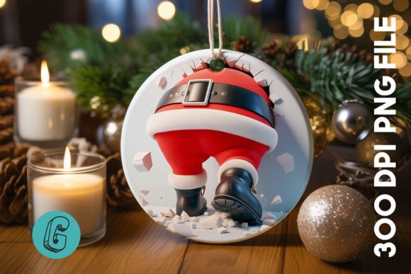 Santa Christmas Ornament Back 77 for Modern Illustrations