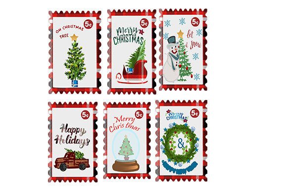 Set of 6 Christmas Stamps 2023: A Designer's Review for Illustrations
